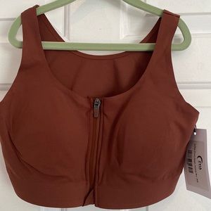ZYIA Coffee Front Access Zipper Bra XS